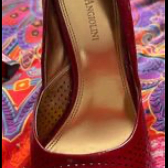 Red patent peep toe great Enzo Angilio heels. Like brand new - Picture 3 of 4